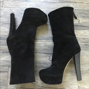 GIUSEPPE ZANOTTI black suede mid calf boots